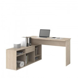 Bureau modulable a volonté Works - Panneaux de particules - Décor chene et noir - L 138/238 x P 49/136 x H 76/137 cm - PARISOT