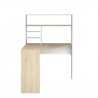 Bureau d'angle avec étagere Peak - Panneaux de particules - Décor blanc et chene - L 101 x P 95 x H 140cm - PARISOT