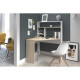 Bureau d'angle avec étagere Peak - Panneaux de particules - Décor blanc et chene - L 101 x P 95 x H 140cm - PARISOT