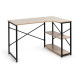 Bureau d'angle LIVERPOOL -  Métal laqué époxy - Noir/Chene - Avec étageres - Style industriel - L 110 x P 69 x H 69 cm
