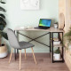 Bureau d'angle LIVERPOOL -  Métal laqué époxy - Noir/Chene - Avec étageres - Style industriel - L 110 x P 69 x H 69 cm