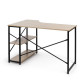 Bureau d'angle LIVERPOOL -  Métal laqué époxy - Noir/Chene - Avec étageres - Style industriel - L 110 x P 69 x H 69 cm