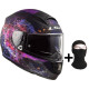LS2 Casque moto intégral Vector Cosmos + Cagoule - Noir mat et rose