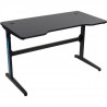 Bureau de gaming droit en métal noir - L 120 x P 60 x H 83 cm - Eclairage LED - Hauteur réglable