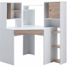 Bureau d'angle DELTA - Décor boir et blanc - Avec rangements  - L 125 x P 99,5 x H 140,5 cm