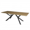 Table a manger extensible  ELLIOR - Rectangulaire - Mélaminé Décor chene et métal noir - 8/10 personnes - L 180/200 x P 90 x …