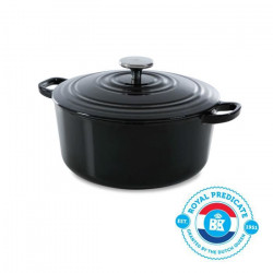 BK Cookware H6071.524 BK Bourgogne Cocotte en Fonte Ronde - 24 cm - 4.2L - Revetement émaillé - Couvercle avec Anneaux