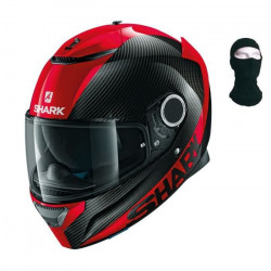 SHARK Casque Intégral Spartan Carbon Skin Noir Rouge + Cagoule