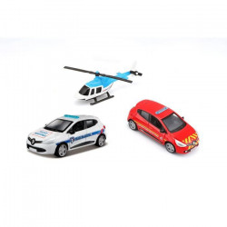 1/64 BBURAGO - Pack de 3 véhicules -  Hélicoptere + Voiture Pompier + Voiture Police