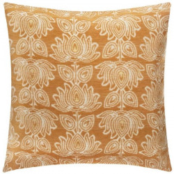 Housse de coussin Chenille fleur - 40 x 40 cm - Jaune ocre