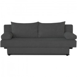 Banquette convertible 3 places Piry - Tissu gris - L 187 x P 88 cm