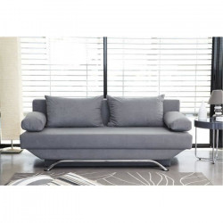 Banquette convertible 3 places Teijo - Tissu gris - L187 x P 91 x H 82 cm