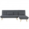 Canapé d'angle Clic-clac réversible 3 places SANDRO -Tissu - Gris foncé - Capitonné avec coussins - L 224 x P 86 x H 136 cm