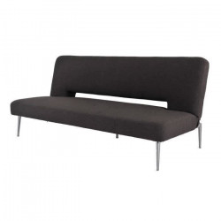 Banquette convertible clic-clac 3 places - Tissu gris foncé et pieds en métal - L 185,5 x P 81,5 x H 83 cm - AVA