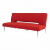Banquette convertible clic-clac 3 places - Tissu rouge et pieds en métal - L 185,5 x P 81,5 x H 83 cm - AVA