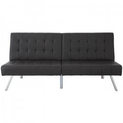 DANA Banquette convertible clic-clac 3 places - Simili Marron et pieds en métal  - L 180 x P 87 x H 85 cm
