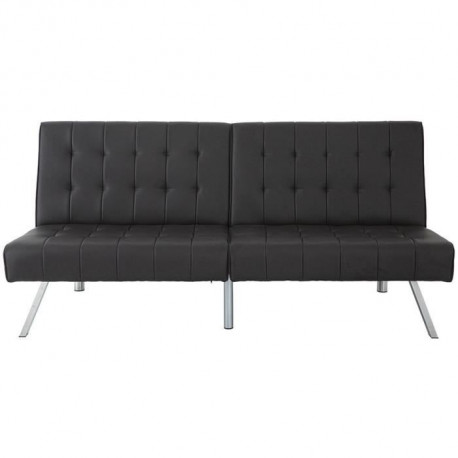DANA Banquette convertible clic-clac 3 places - Simili Marron et pieds en métal  - L 180 x P 87 x H 85 cm
