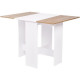 Table a manger pliable VARDA- Rectangulaire - Papier décor Blanc et chene - 4 personnes - L 104 x P 76 x H 74 cm