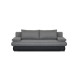 CLYDE Banquette convertible 3 places - Tissu gris et simili noir - Style contemporain - L 187 x P 94 cm