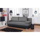 CLYDE Banquette convertible 3 places - Tissu gris et simili noir - Style contemporain - L 187 x P 94 cm