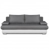 CLYDE Banquette convertible 3 places - Tissu gris et simili blanc - Style contemporain - L 187 x P 94 cm