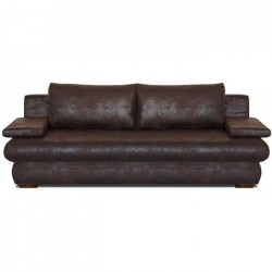 CLYDE Banquette convertible 3 places - Tissu marron vieilli - Style contemporain - L 187 x P 94 cm