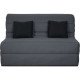 DUNLOPILLO Banquette BZ 2 places - Tissu Gris + 2 coussins noir - L 140 x P 99 x H 98 cm - ALICE - Made in France