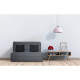DUNLOPILLO Banquette BZ 2 places - Tissu Gris + 2 coussins noir - L 140 x P 99 x H 98 cm - ALICE - Made in France