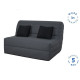 DUNLOPILLO Banquette BZ 2 places - Tissu Gris + 2 coussins noir - L 140 x P 99 x H 98 cm - ALICE - Made in France
