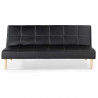 Clic clac 3 places - Simili Noir - Pieds bois naturel - L 178 x P 89 x H 78 cm - JENNY