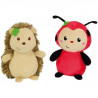 SILENCE CA POUSSE Lot de 2 pots du jardinier avec peluches +/- 13 cm : coccinelle et hérisson