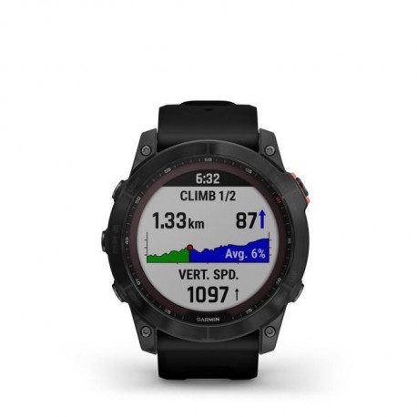 GARMIN Fenix 7X Solar - Montre GPS de sport connectée - Gray avec bracelet noir