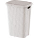 MHOME Coffre a linge - 53 L - Imitation osier - Blanc