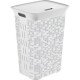 KIS Coffre a linge Mosaic Chic Style - 60 l - Gris et blanc