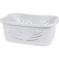 EDA PLASTIQUE Panier a linge ergonomique Flora 37 L - Blanc cérusé - 59 x 39 x 24 cm