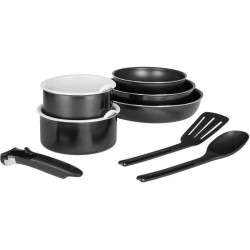 SITRAM 714642 - Batterie de cuisine 10 pieces Aluminium pressé - Revetement intérieur anti-adhésif - Tous feux sauf induction