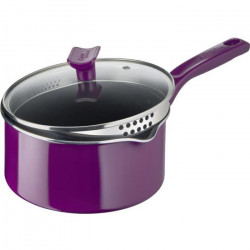 CHEFCLUB BY TEFAL G8072404 Casserole 20cm violet aubergine + couvercle, revetement antiadhésif, compatible tous feux dont ind…