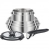 SEB L953S804 COMPACT Batterie de cuisine 8 pieces inox, Poeles, Casseroles, Couvercles, Poignée amovible, Tous feux dont indu…