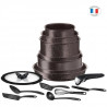 TEFAL L6789102 Ingenio extreme Batterie de cuisine 15 pieces - Marron effet pierre - Fabriqué en France