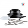 TEFAL L2009202 Ingenio Essential Batterie de cuisine 15 pieces, Tous feux sauf induction, Poeles, Casseroles, Fabriqué en France