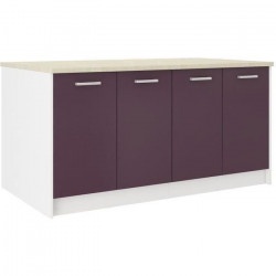 ULTRA Ilot de cuisine L 164 cm avec plan de travail - Aubergine mat