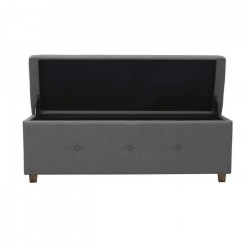 BOX Banc coffre / Bout de lit - Tissu imitation lin - Gris foncé - MDF - Rectangulaire -147 x 42 x 50.5 cm