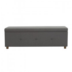 Banc coffre BOX - Tissu imitation lin - Gris foncé - Bout de lit - L 160 cm