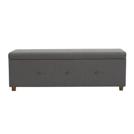 Banc coffre BOX - Tissu imitation lin - Gris foncé - Bout de lit - L 160 cm