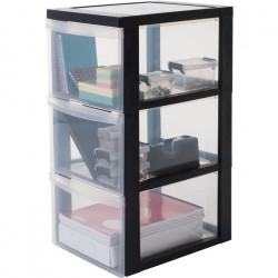 IRIS OHYAMA Armoire de rangement - 3 tiroirs de 15 L - Avec roues - Poignées ergonomiques - L29 x P37,5 x H61,5 cm - Noir