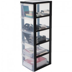 IRIS OHYAMA Armoire de rangement - 5 tiroirs de 15 L - Avec roues - Poignées ergonomiques - L29 x P37,5 x H100,5 cm - Noir