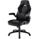 Chaise de bureau avec accoudoirs - Simili noir - L 69 x P 63,5 x H 112 cm -  SPEEDY