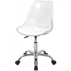 Chaise de bureau  RONNY - Coque transparente et coussin blanc - L 52 x P 52 x H 88 cm