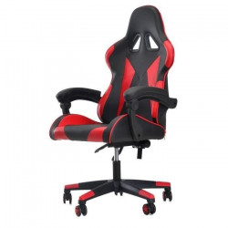 Chaise de bureau gaming - Simili noir et rouge - L 76 x P 50 x H123-132 cm - KAOS