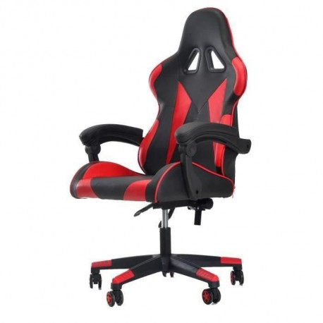 Chaise de bureau gaming - Simili noir et rouge - L 76 x P 50 x H123-132 cm - KAOS